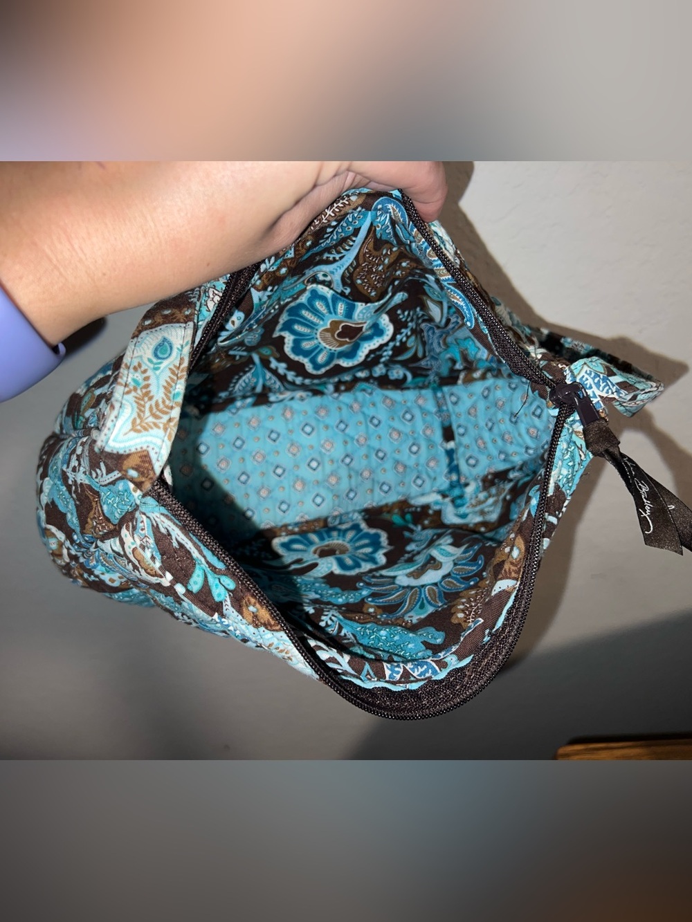 4pc LOT Retired Vera Bradley Print “Java Blue”-Tote Bag, Shoulder Bag, 2 Wallets - Picture 6 of 9
